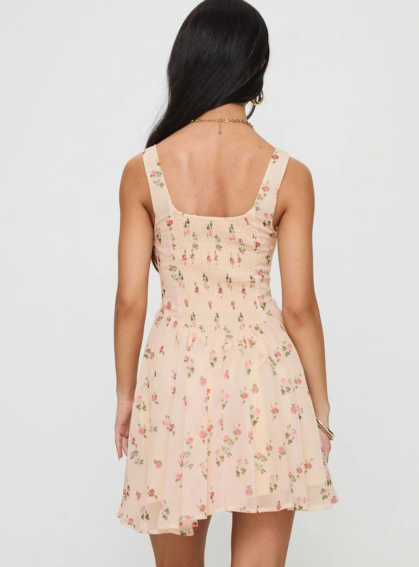 Straplie Mini Dress Cream Floral - Image 5