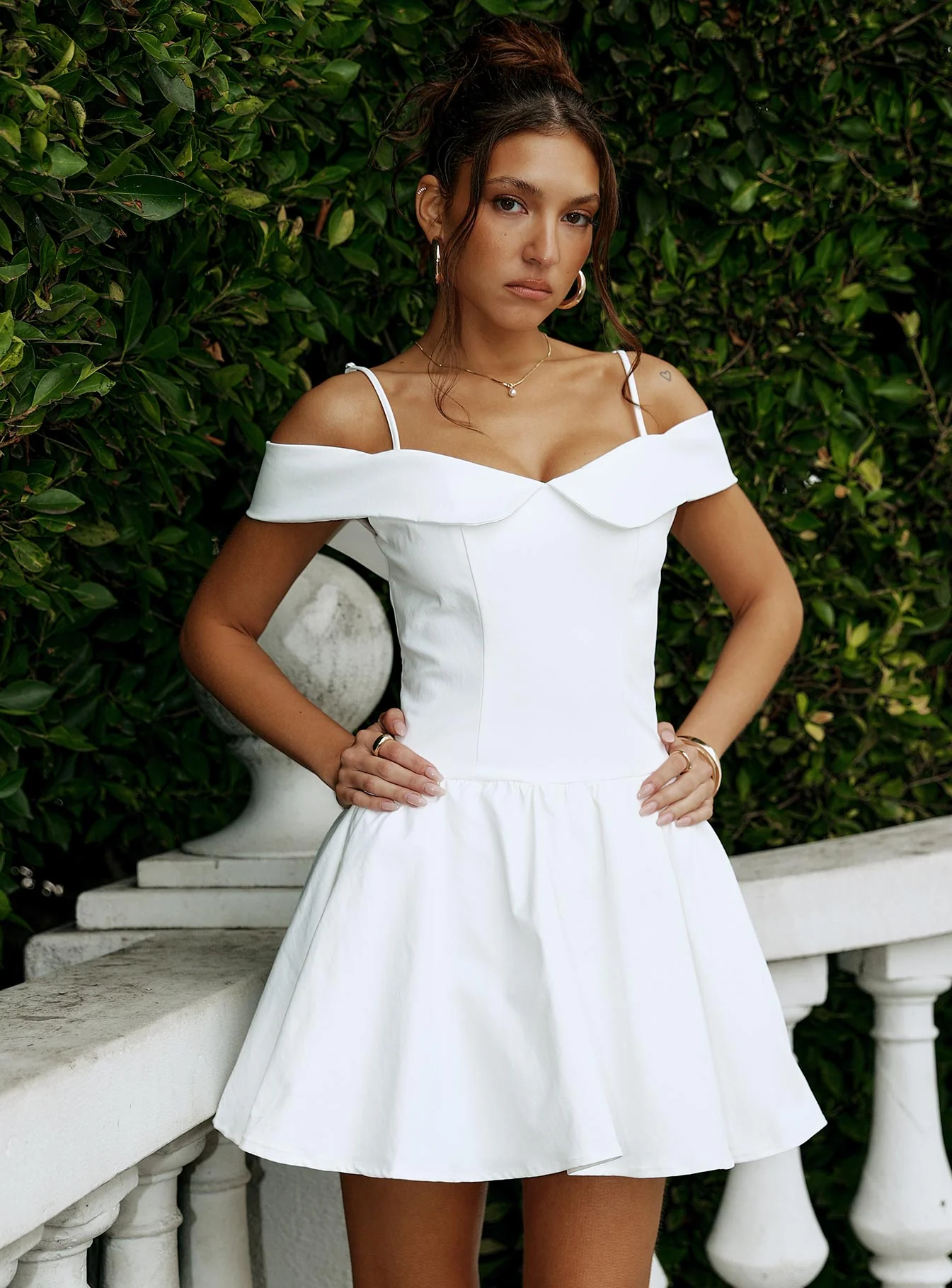 Streetlights Off Shoulder Mini Dress White - Image 3