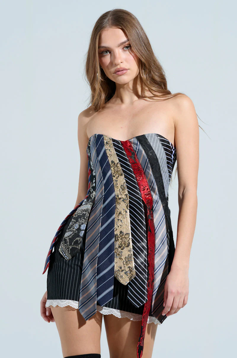 STRICTLY BUSINESS TIE DETAIL CORSET TOP - Image 2