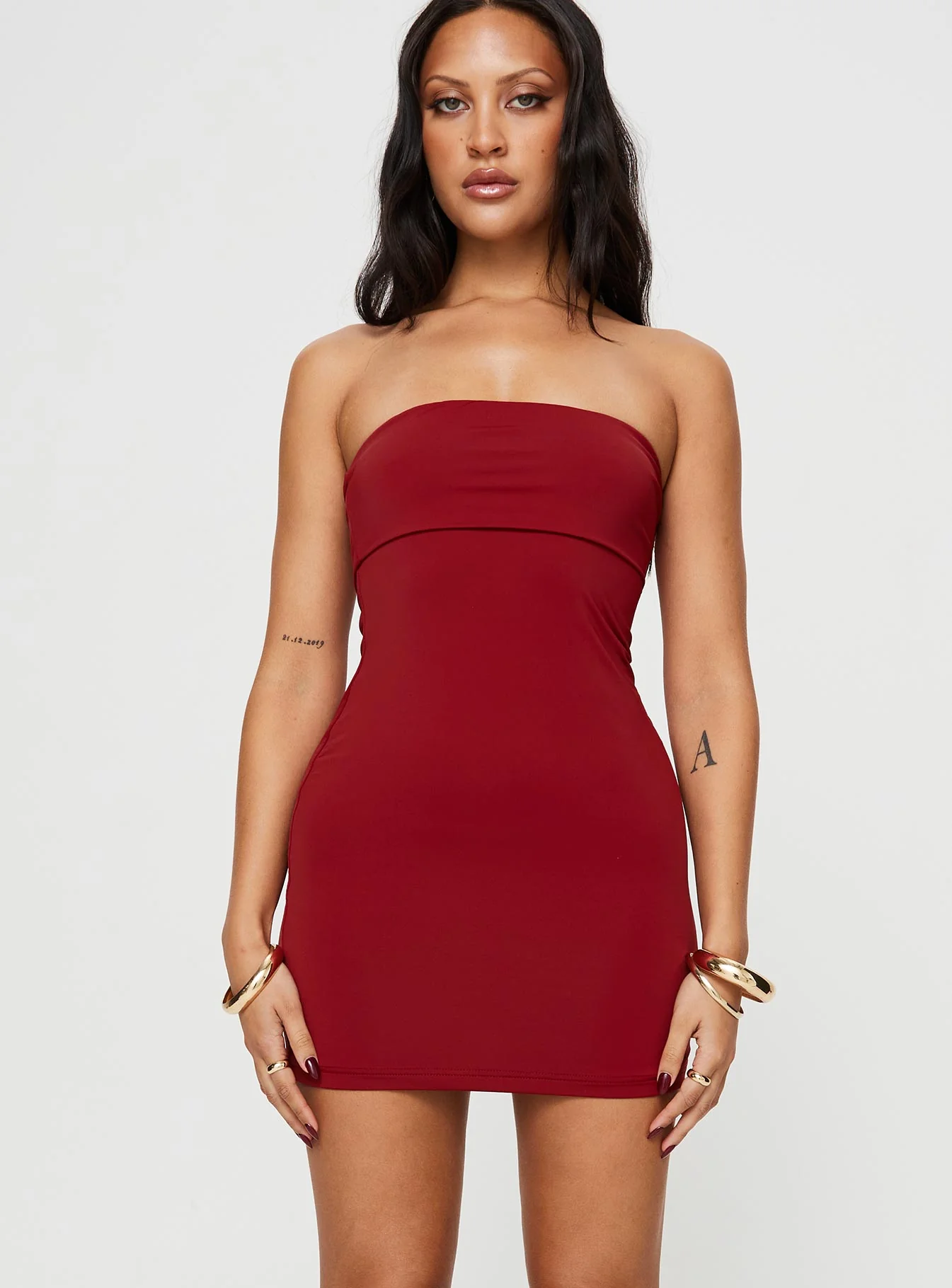 Strutter Strapless Mini Dress Red - Image 3