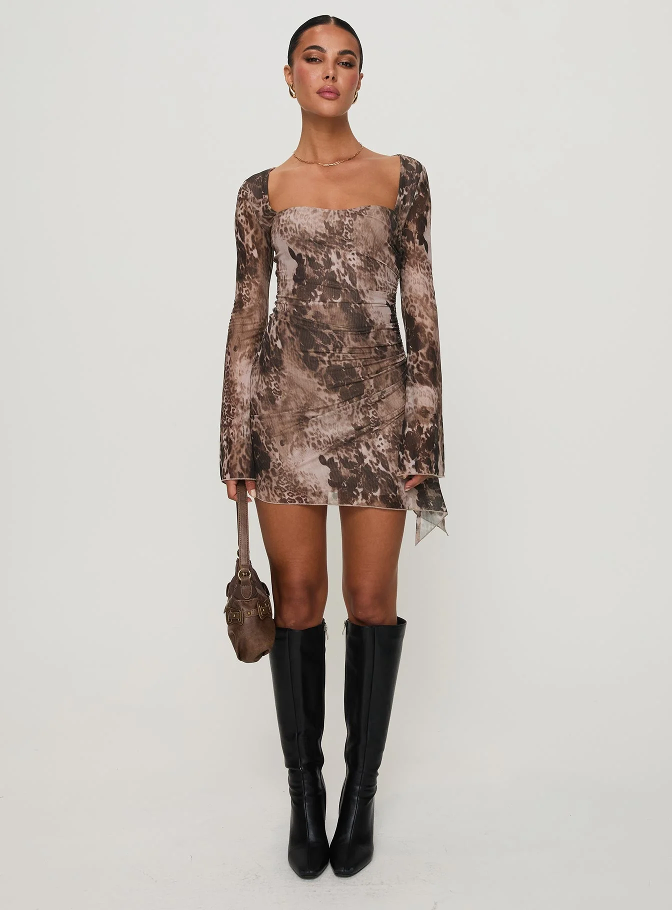 Suareza Long Sleeve Mini Dress Leopard - Image 7