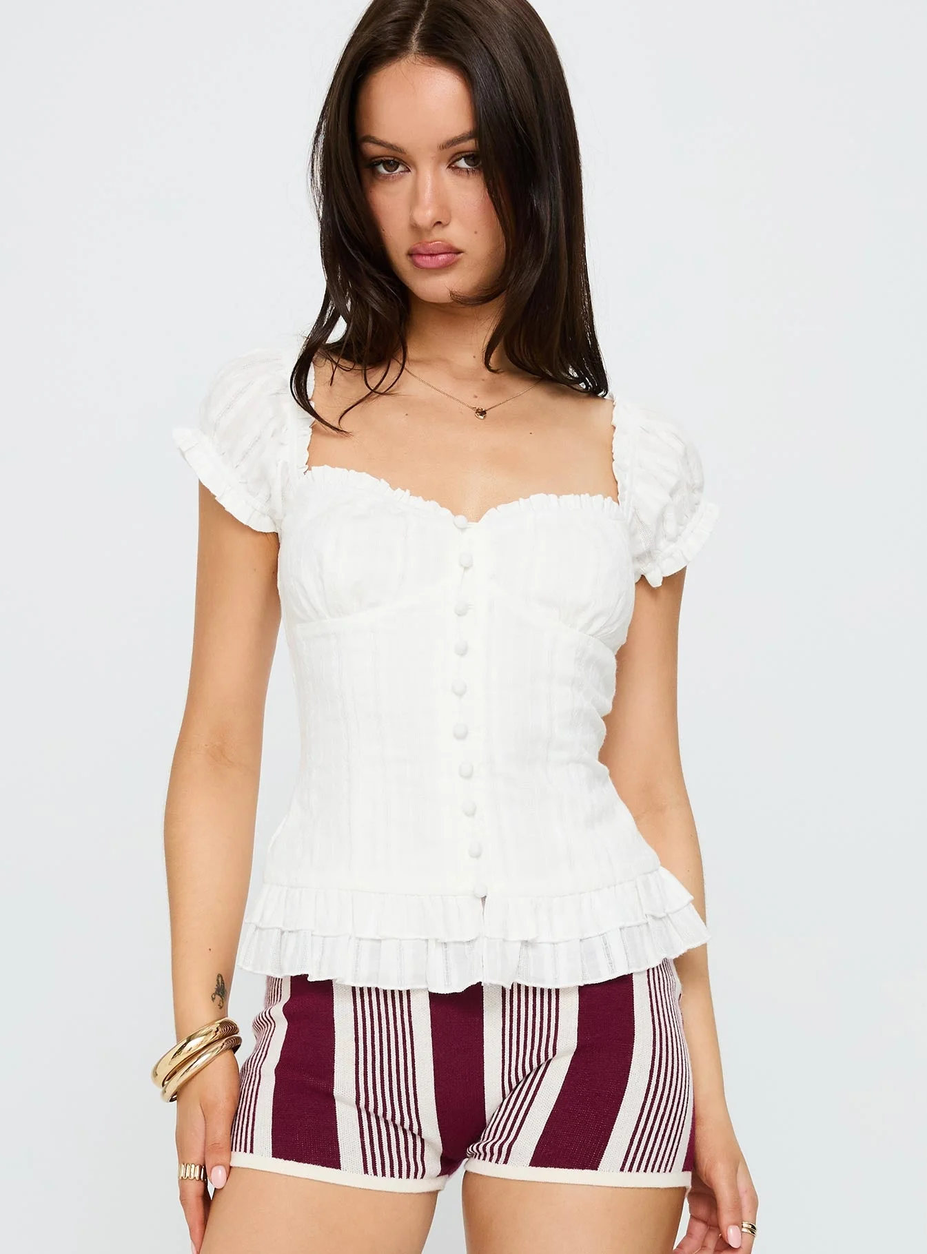 Suiter Frill Detail Top White - Image 2
