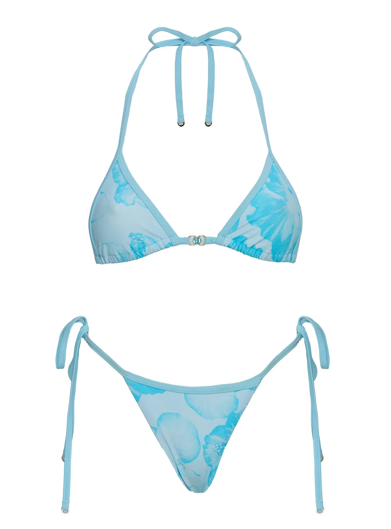 Summer Season Ruched Side Bikini Bottoms Blue Floral - Image 5