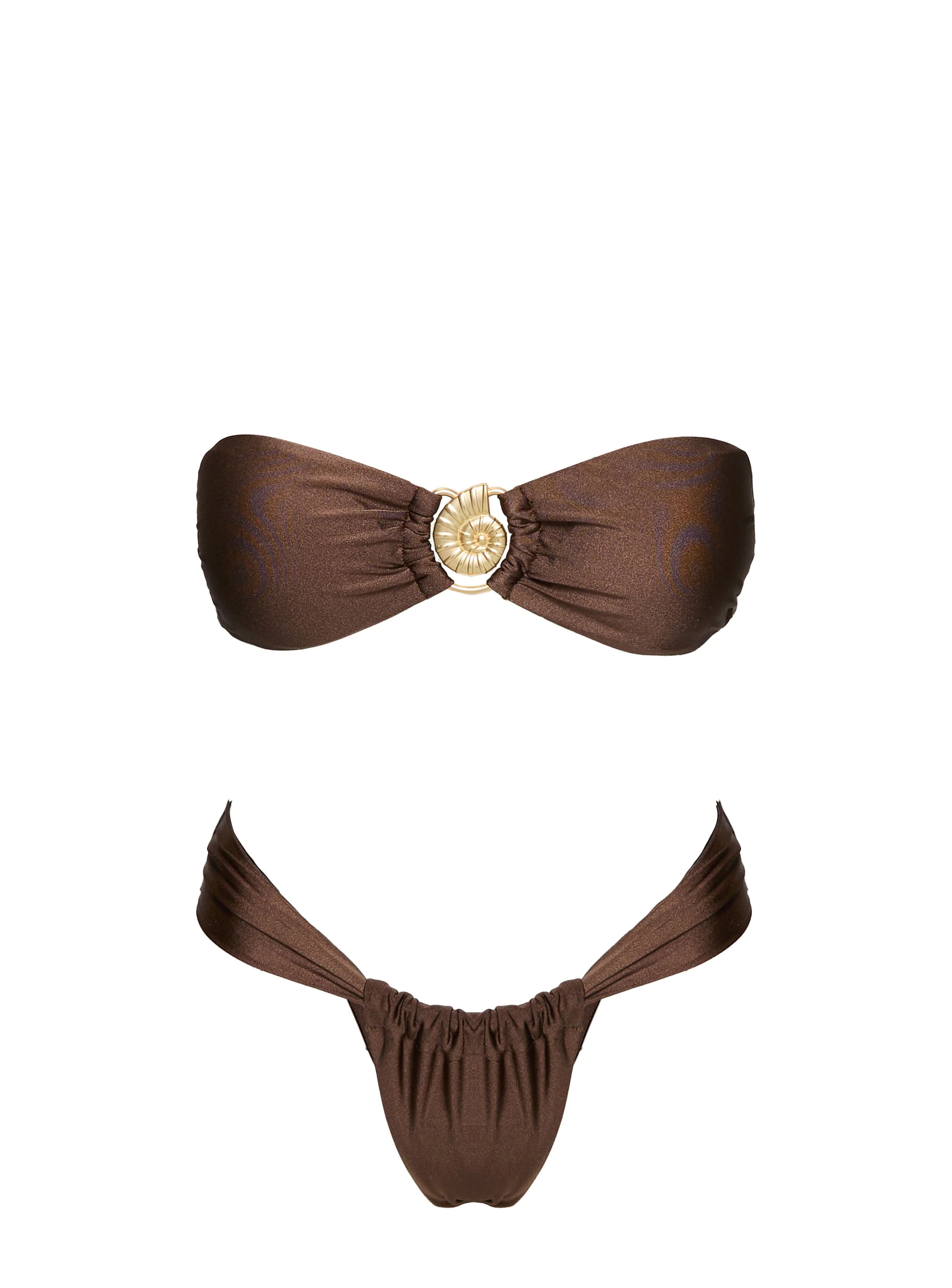 Summer Season Ruched Side Bikini Bottoms Brown - Image 8