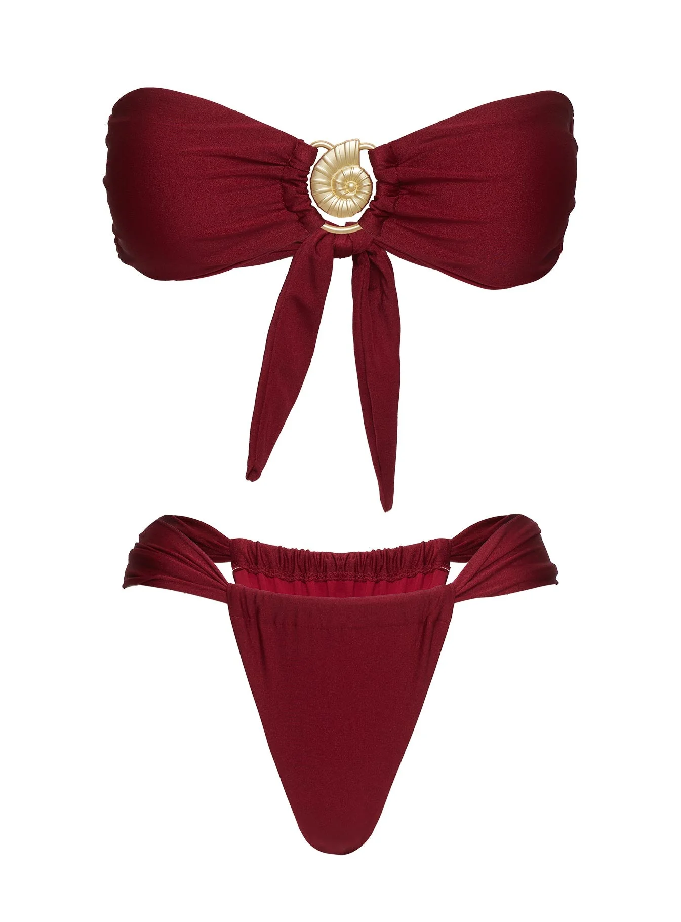 Summer Season Ruched Side Bikini Bottoms Red - Image 5