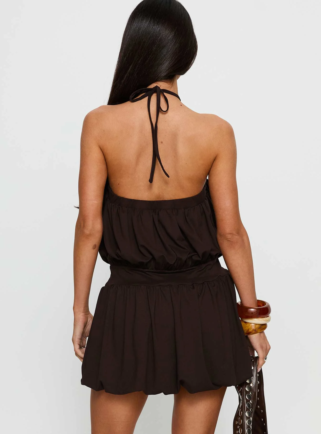 Sunnee Eyelet Detail Playsuit Brown - Image 5