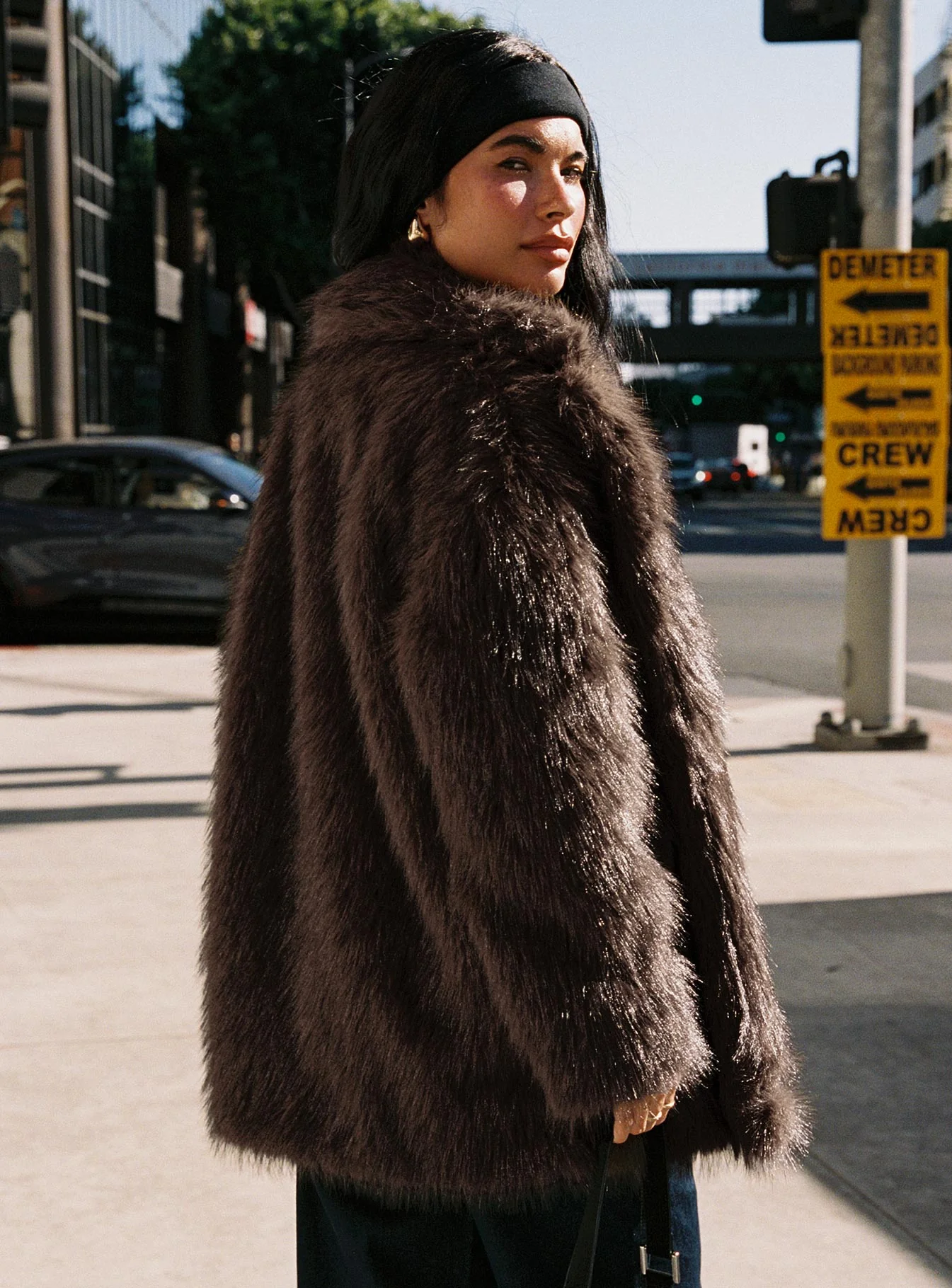 Super Trouper Faux Fur Jacket Brown - Image 4