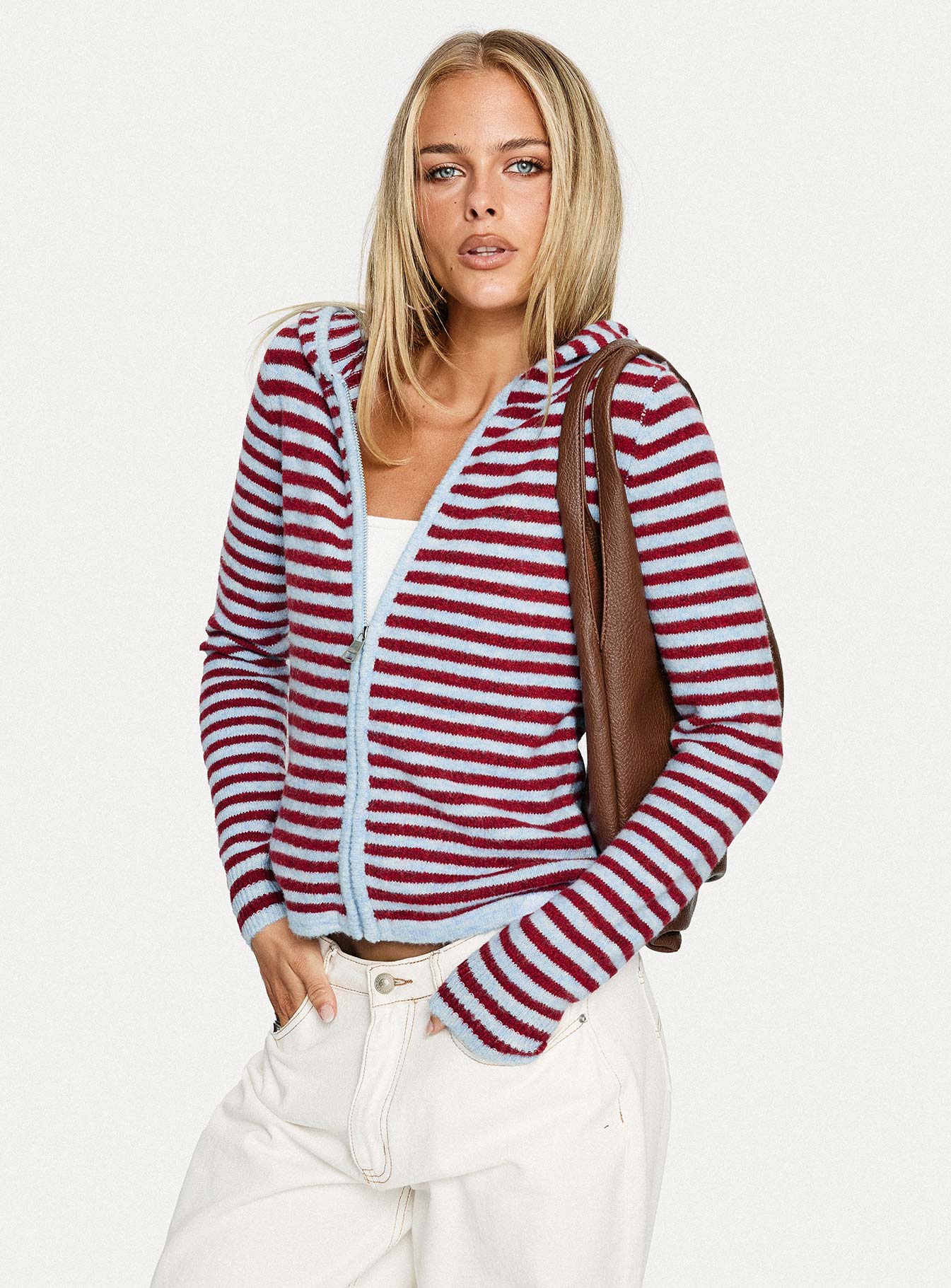 Superstars Zip Through Hoodie Blue / Red Stripe - Image 9