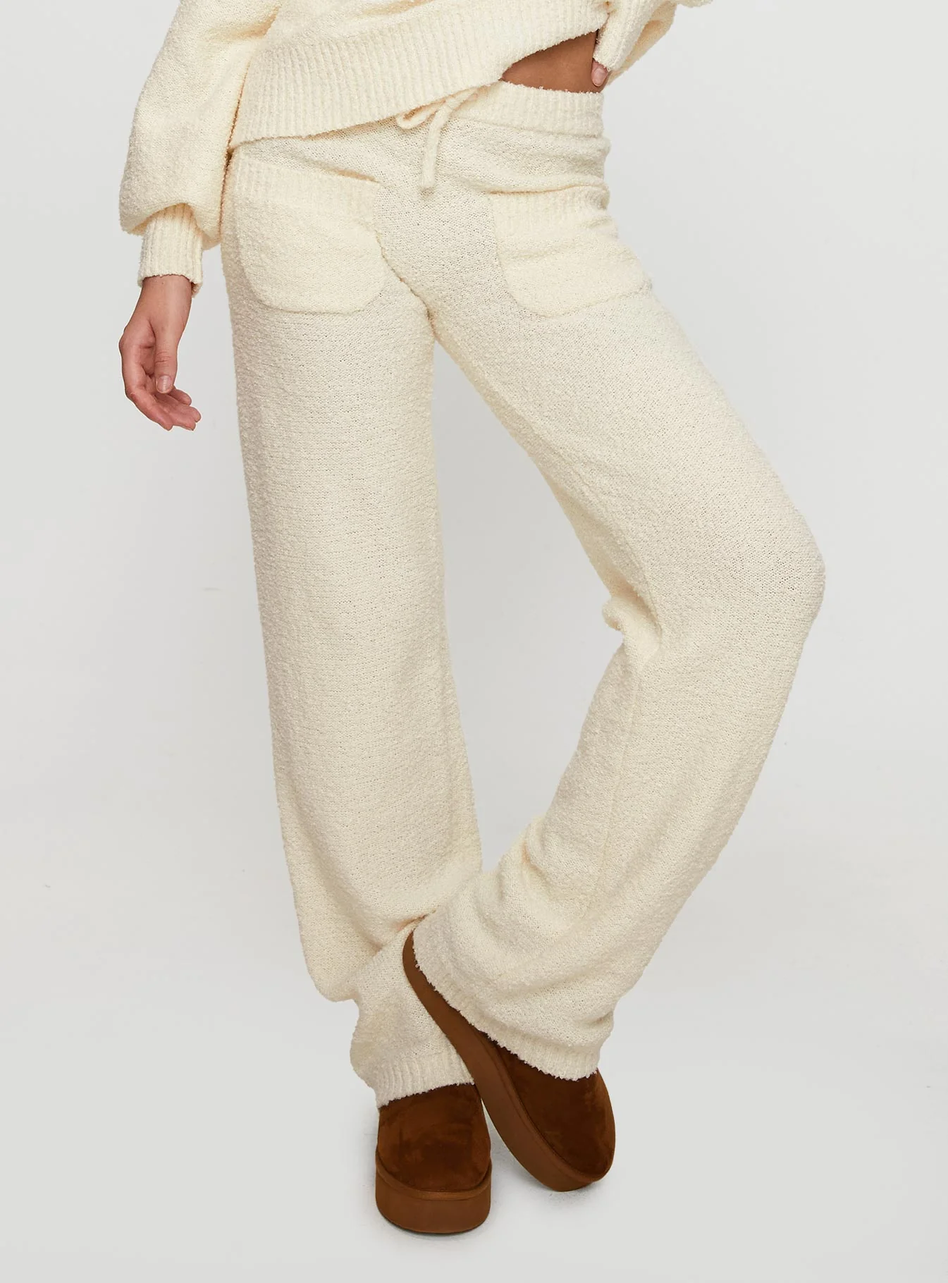 Susi Fluffy Knit Pant Ivory - Image 2