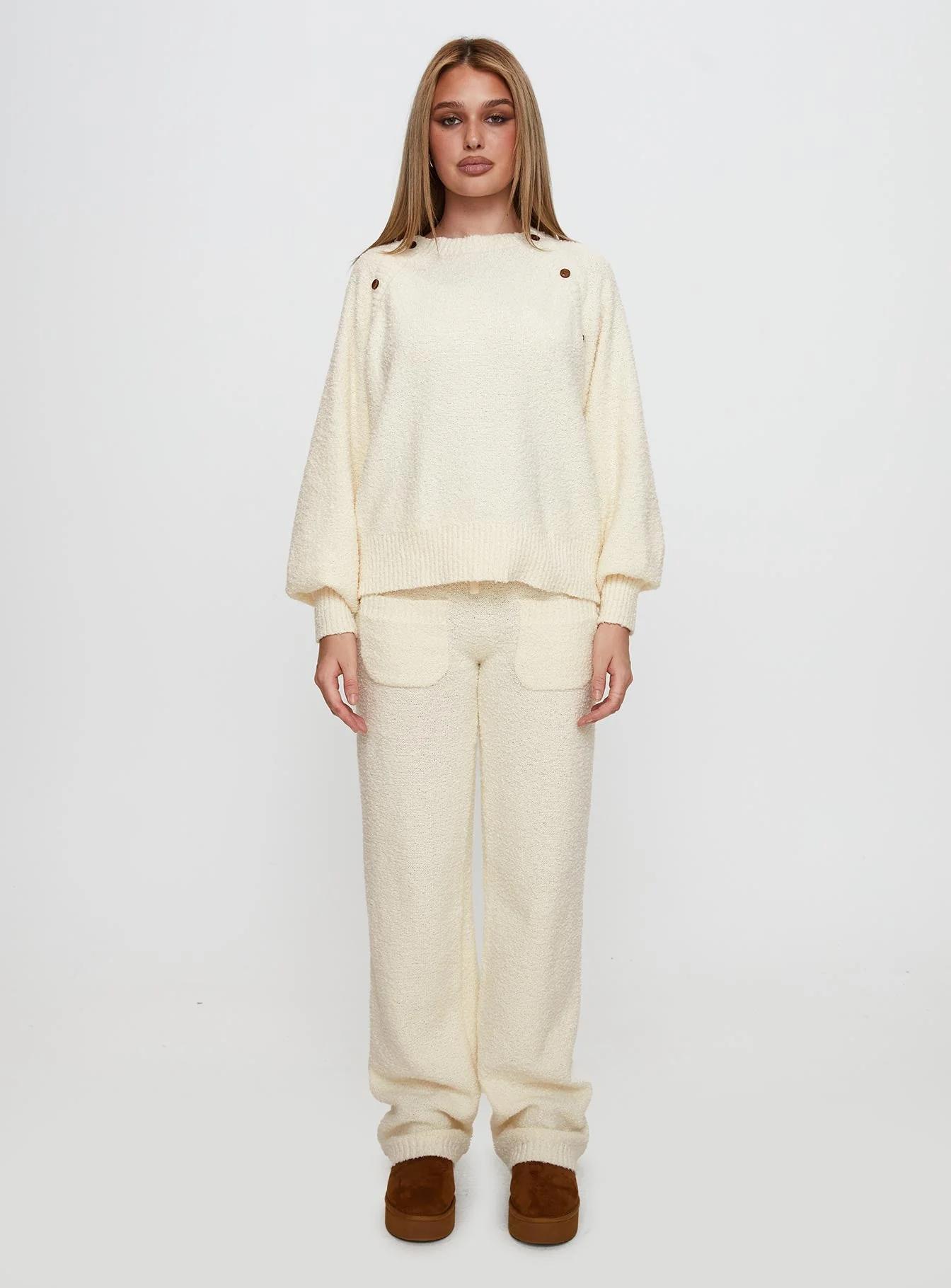 Susi Fluffy Knit Pant Ivory - Image 7