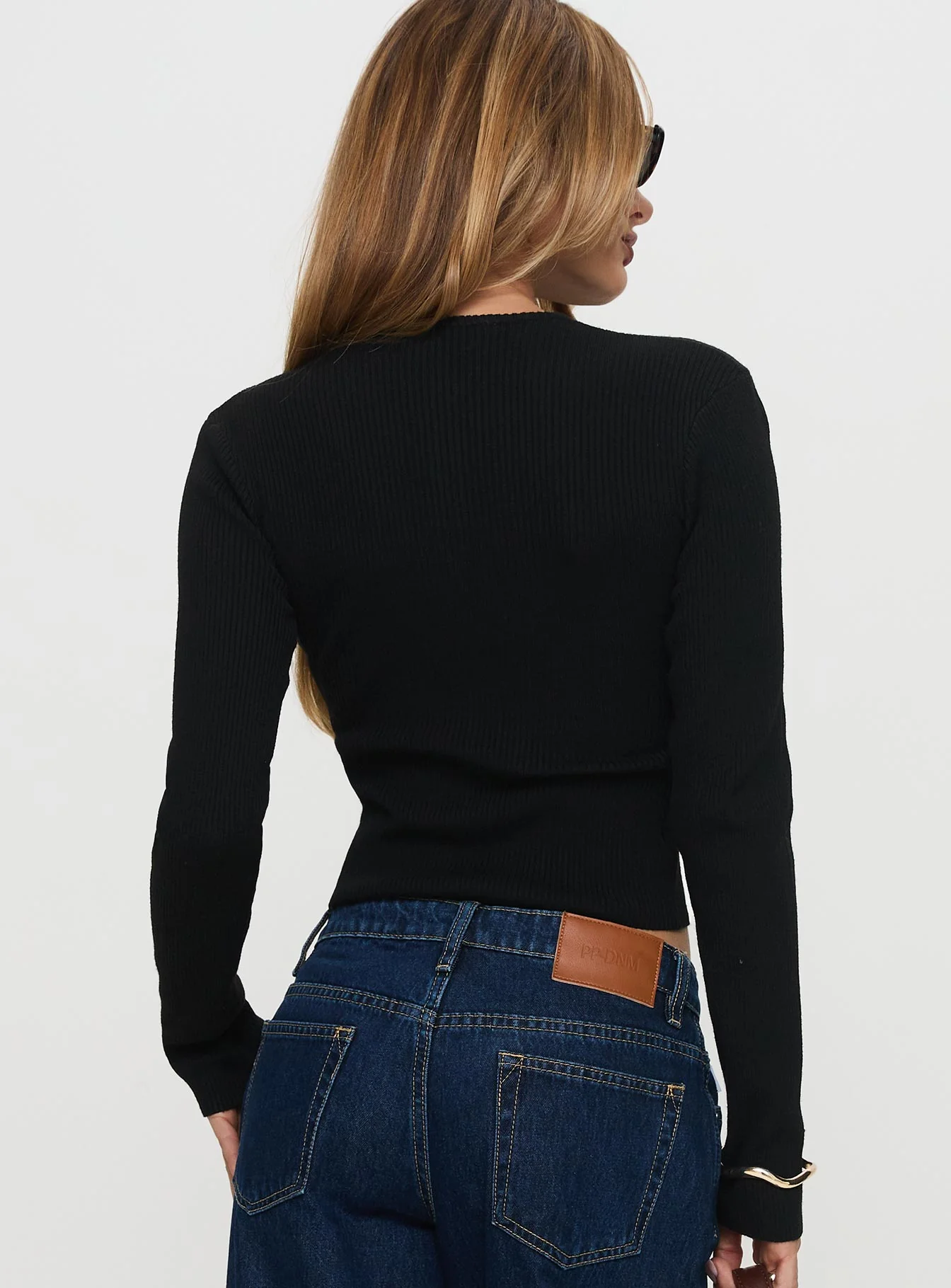 Suzu Long Sleeve Knit Top Black - Image 5