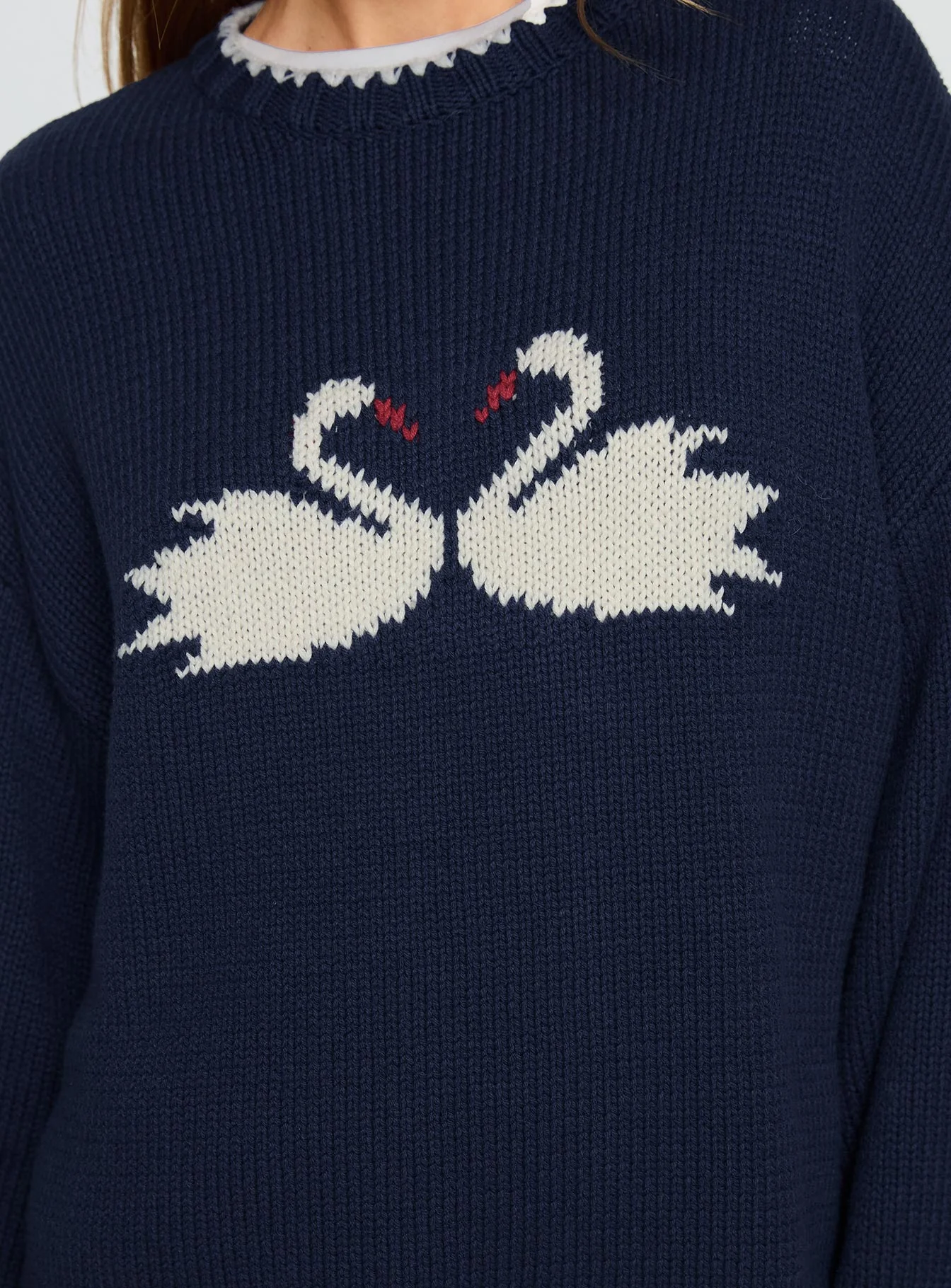 Swan Lake Love Knit Sweater Navy - Image 6