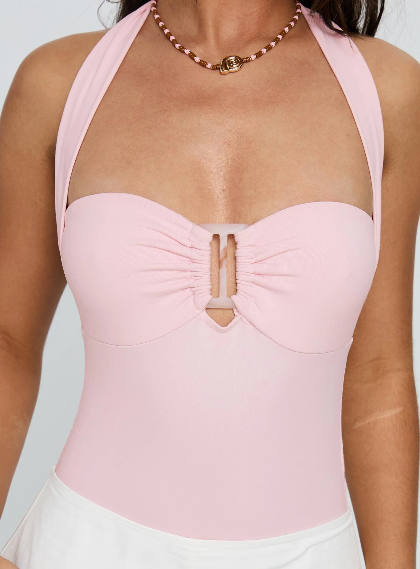 Swaying Buckle Detail Bodysuit Pink - Image 6