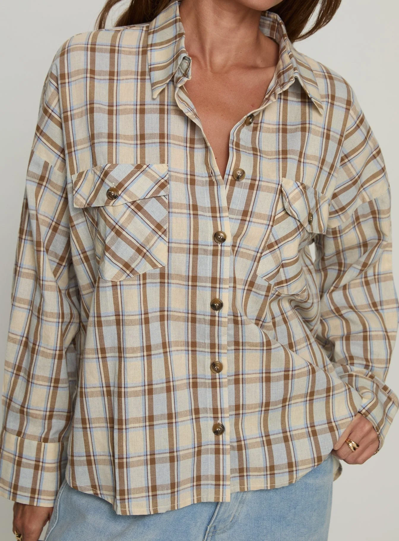 Sweet Summer Flannel Top Blue Check - Image 6
