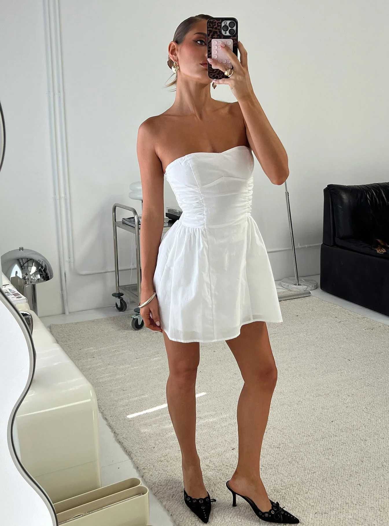 Sybille Strapless Mini Dress White - Image 8