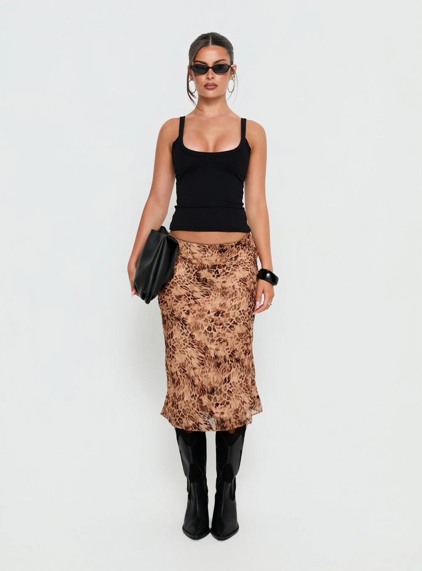 Sydni Midi Bias Cut Skirt Leopard - Image 6