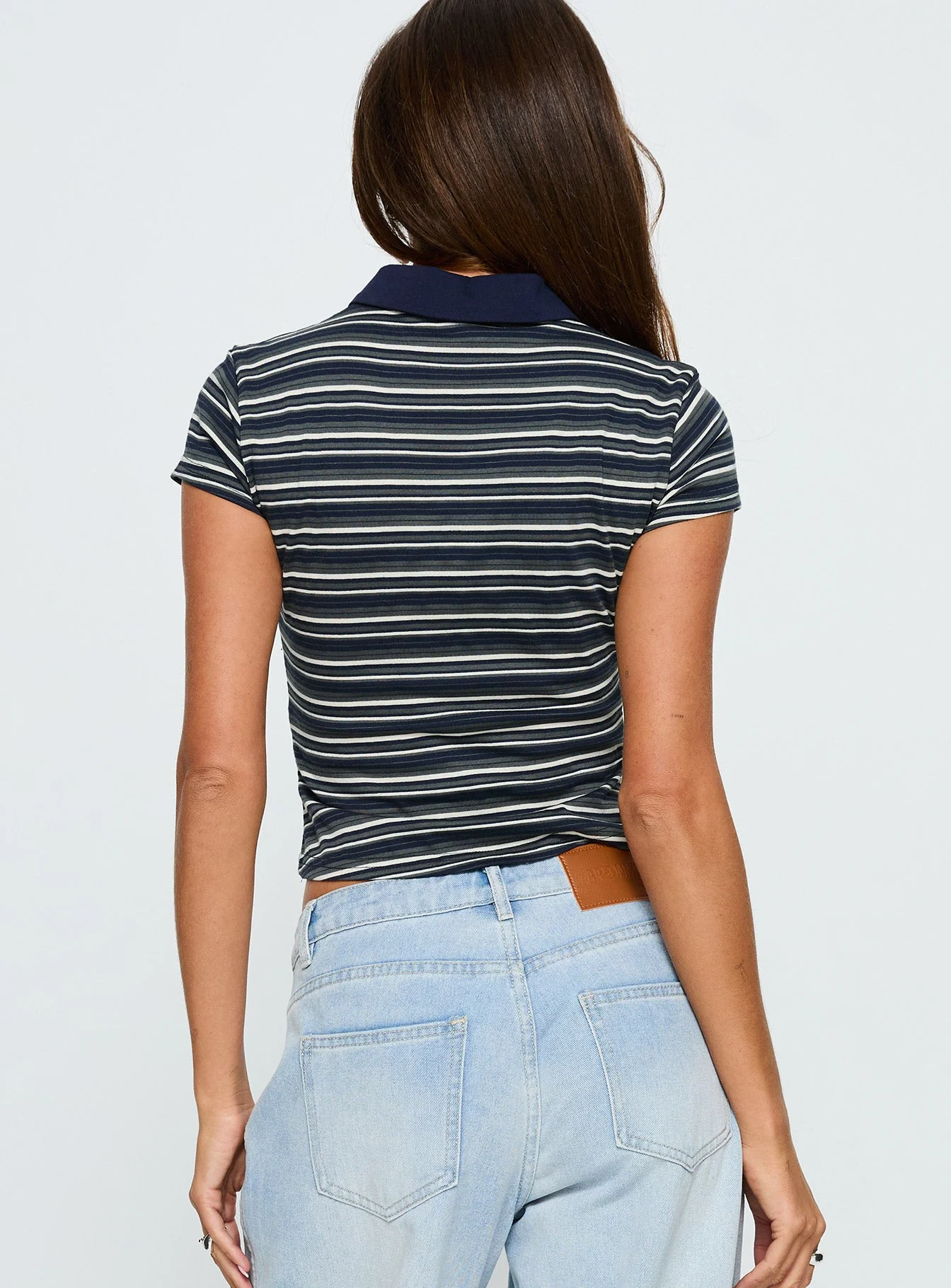 Sylvanna Collared Top Navy Stripe - Image 5