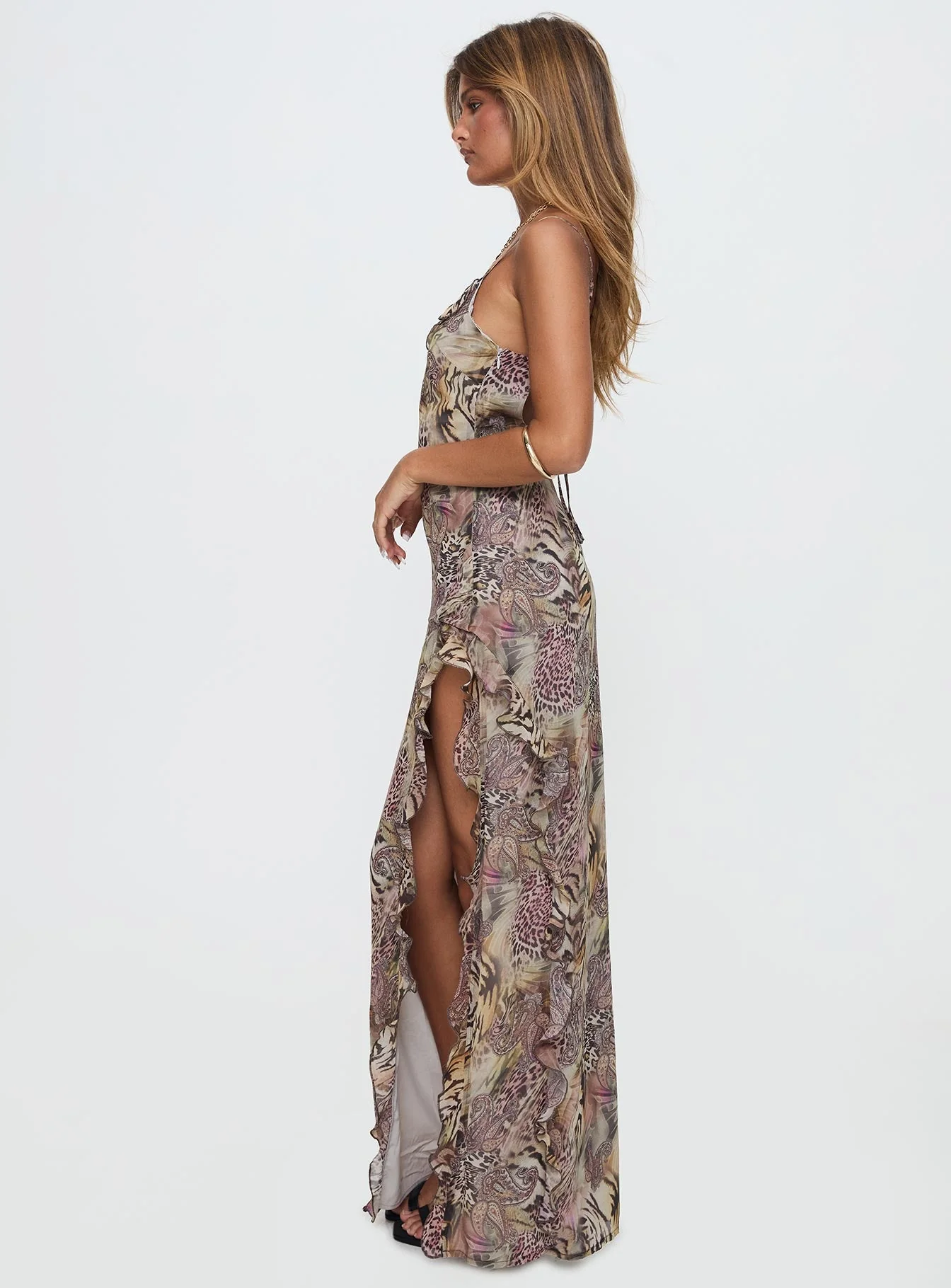 Sympathize Frill Split Maxi Dress Multi - Image 4