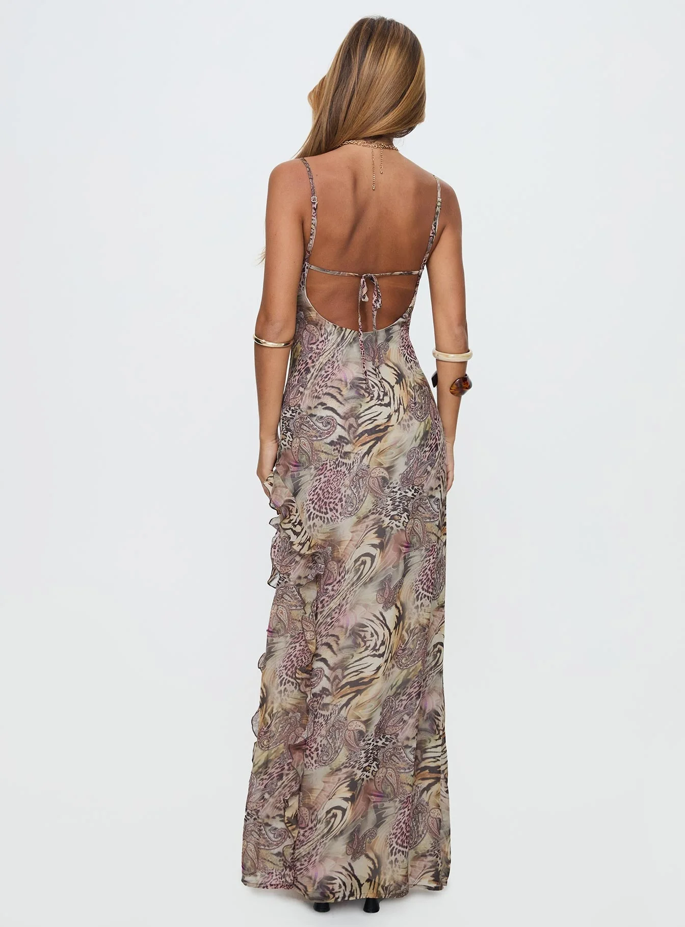 Sympathize Frill Split Maxi Dress Multi - Image 5