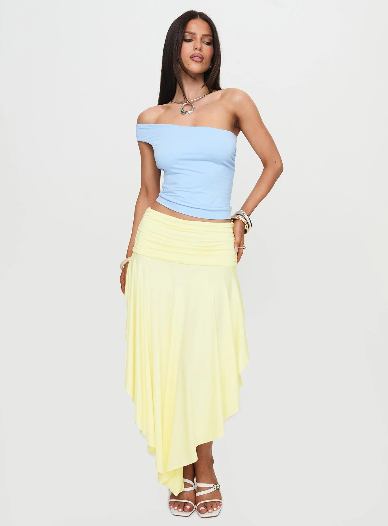Symphonia Asymmetrical Midi Skirt Butter Yellow - Image 3