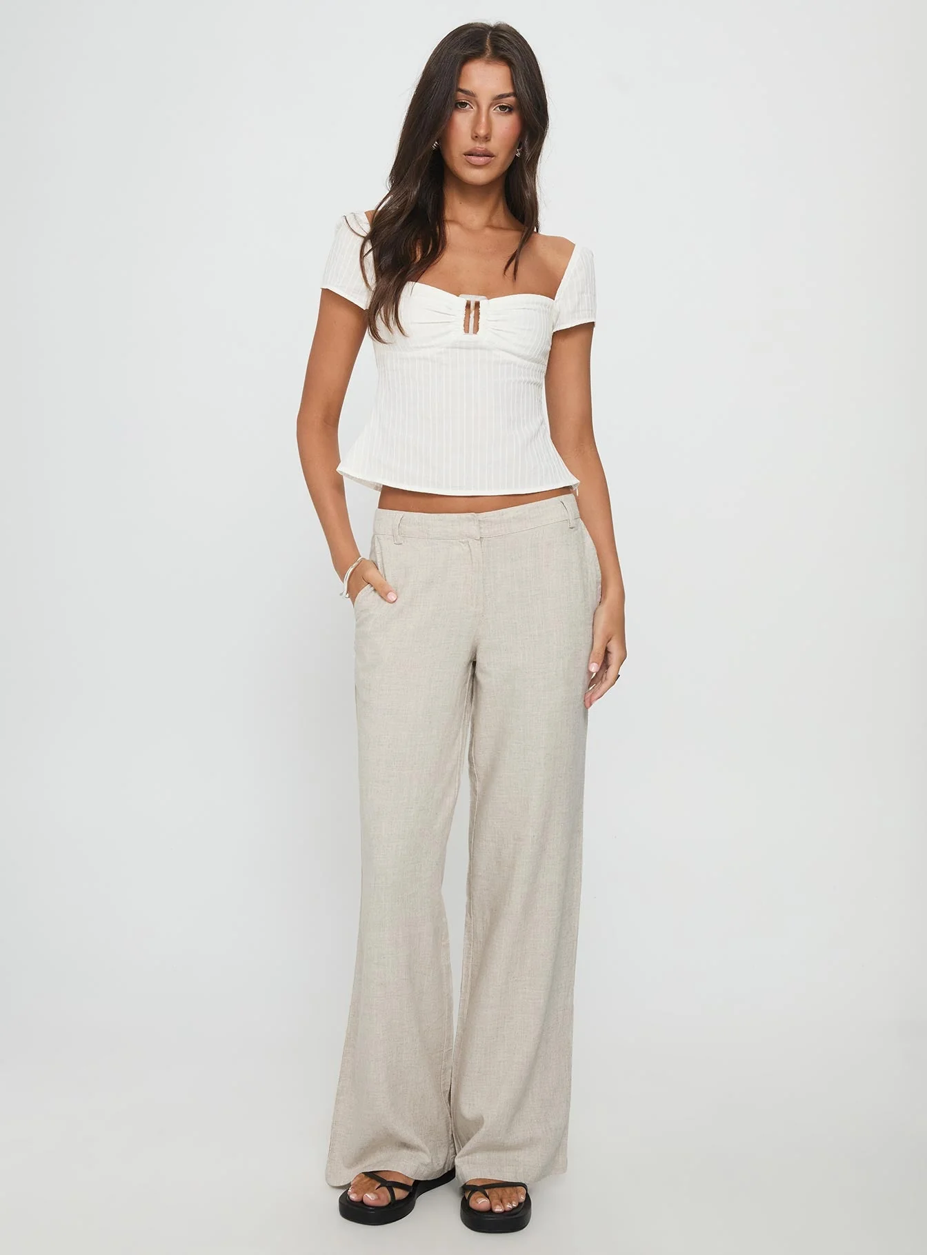 Syrena Tailored Wide Leg Pant Natural - Image 3