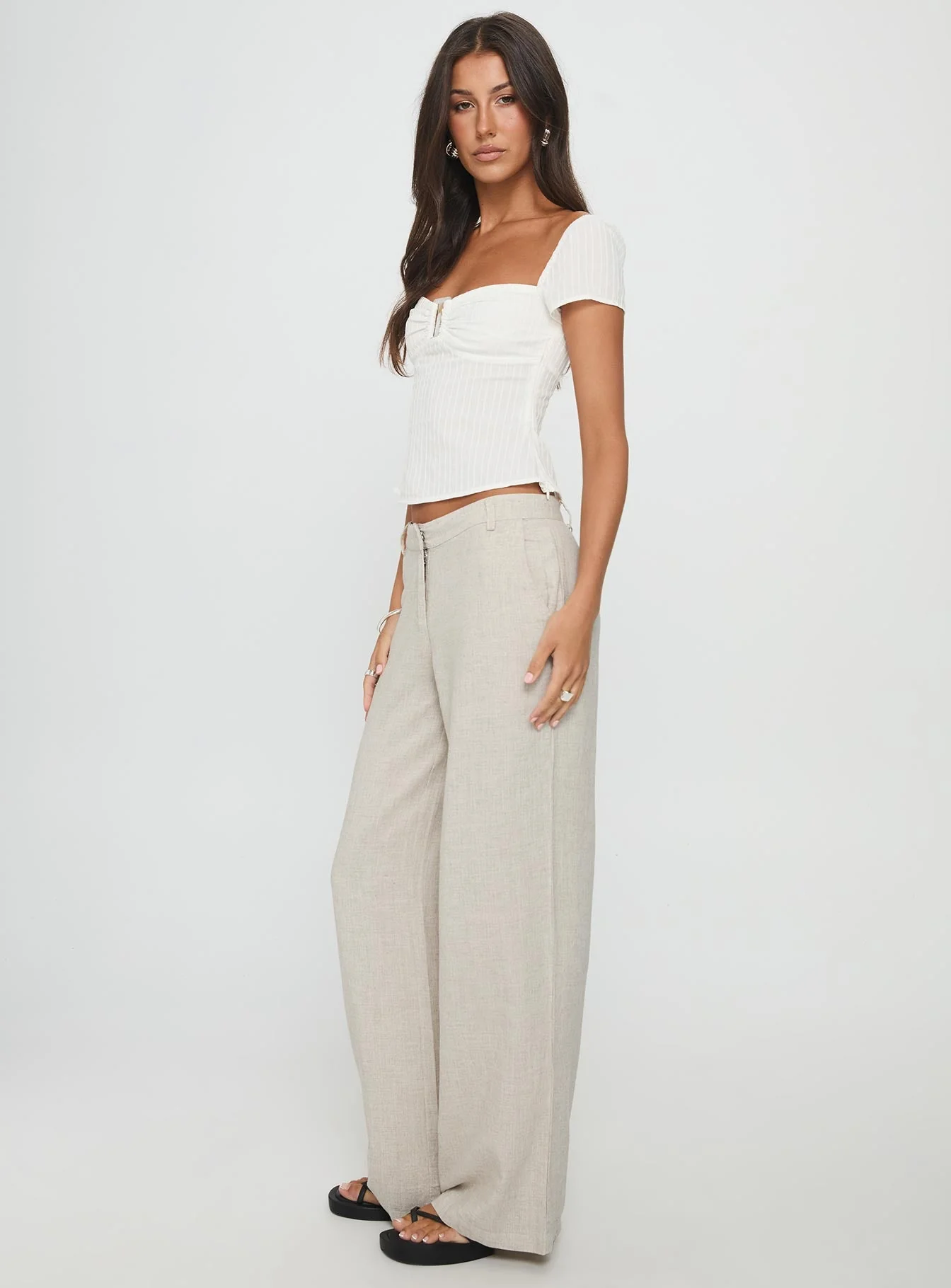 Syrena Tailored Wide Leg Pant Natural - Image 4