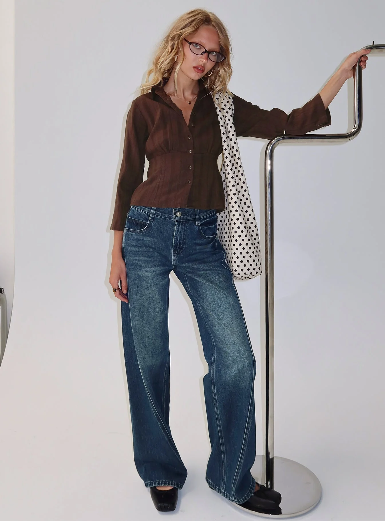 Taelynn 3/4 Sleeve Button Up Shirt Chocolate - Image 8