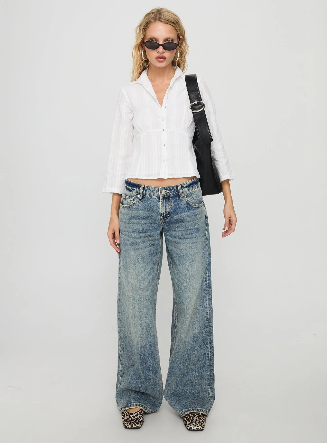 Taelynn 3/4 Sleeve Button Up Shirt White - Image 7
