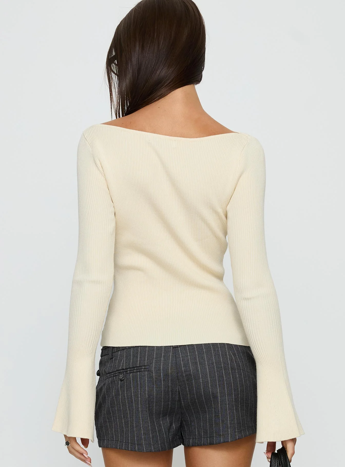 Tahnia Off Shoulder Button Up Top Butter - Image 6