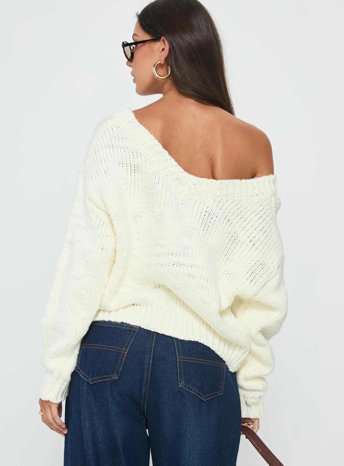 Talassa V Neck Knit Sweater White - Image 5