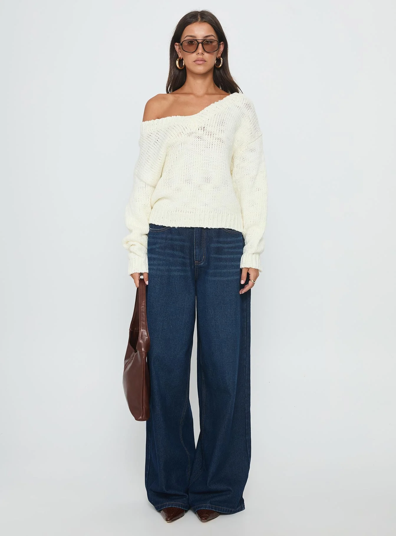 Talassa V Neck Knit Sweater White - Image 7