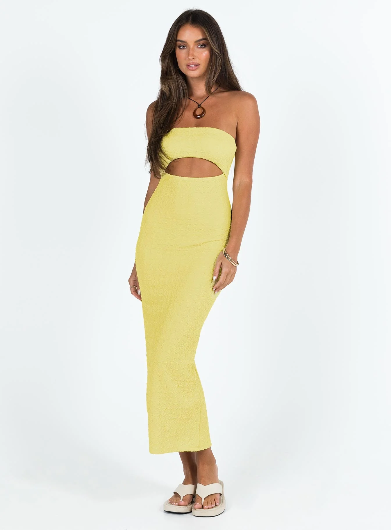 Talena Strapless Midi Dress Yellow - Image 3