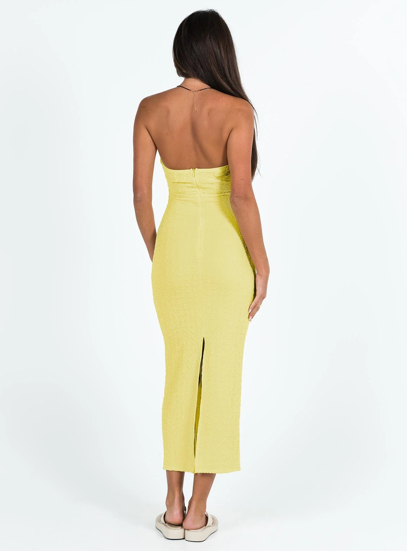 Talena Strapless Midi Dress Yellow - Image 5