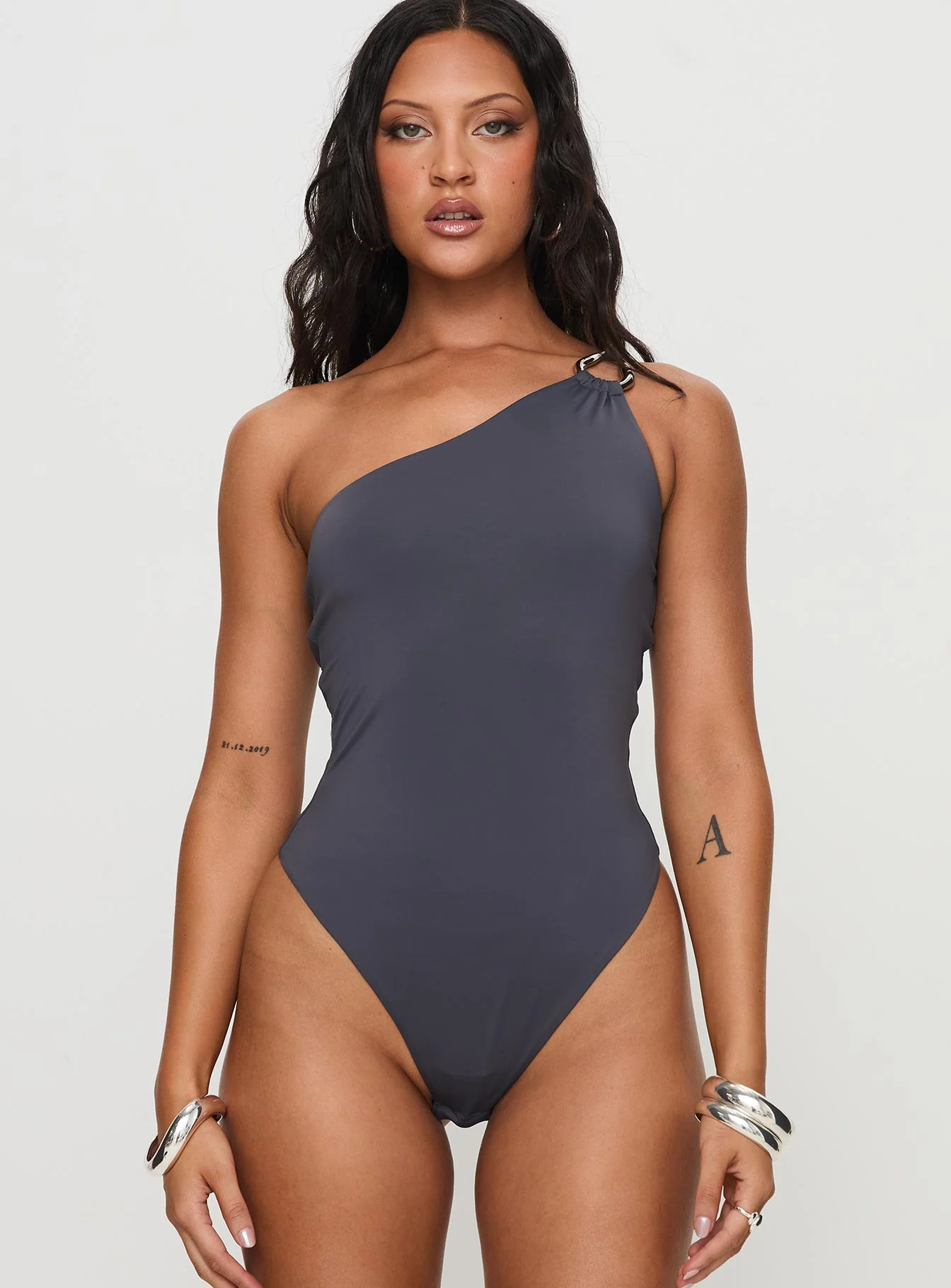 Talija One Shoulder Bodysuit Slate - Image 6