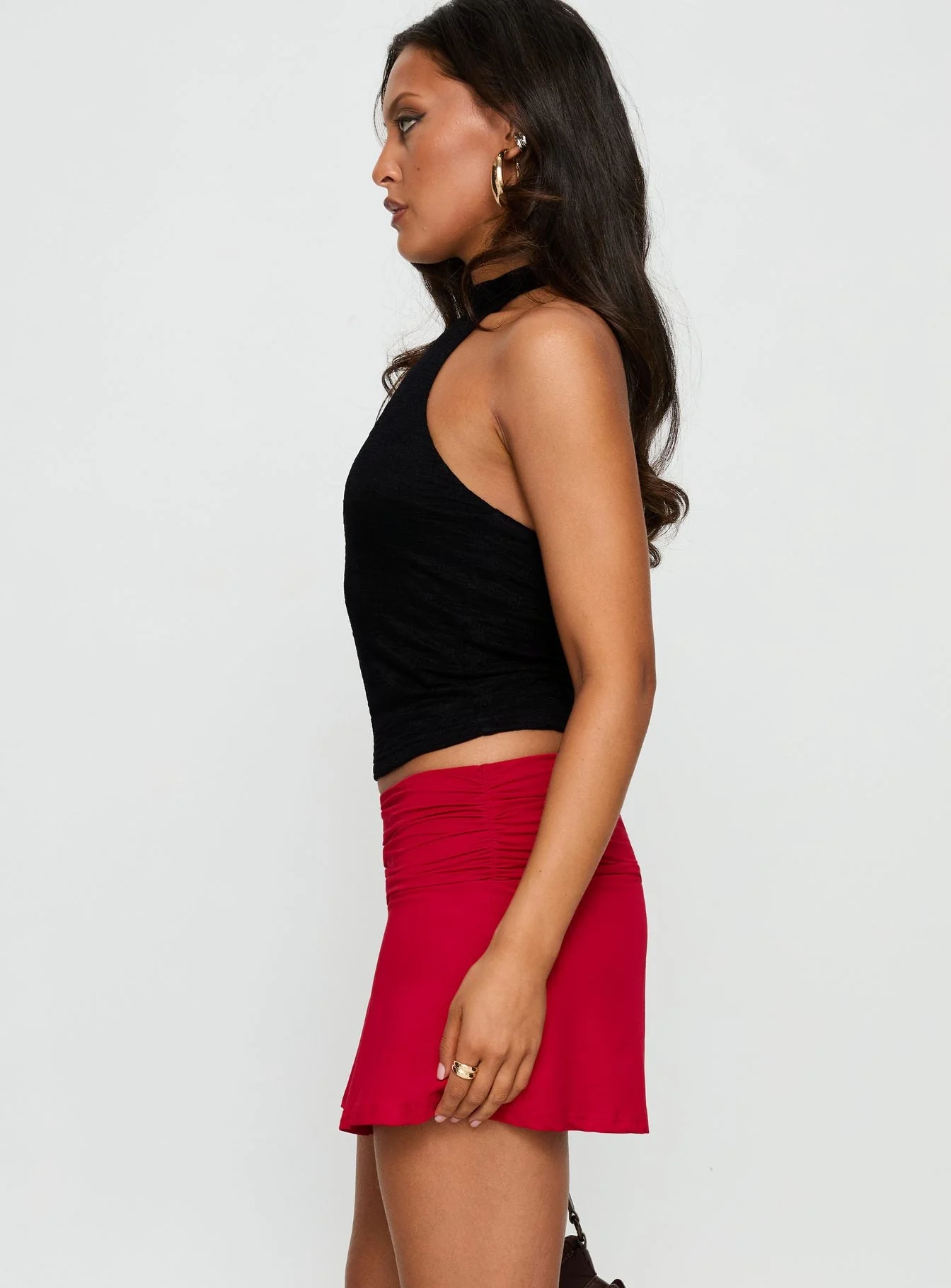 Tamsyn Ruched Mini Skirt Red - Image 4