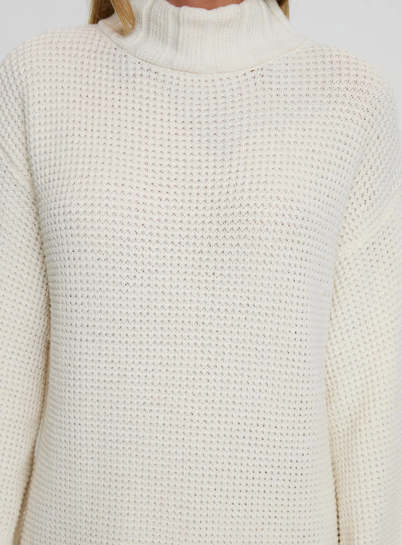 Tarin Long Sleeve Knit Mini Dress Cream - Image 6