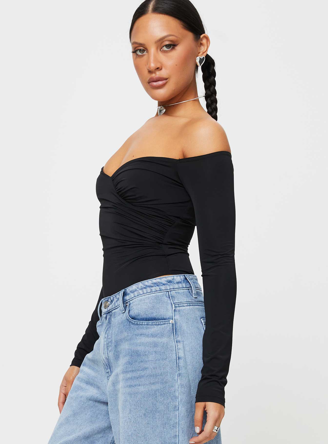 Tarine Wrap Bodysuit Black - Image 4