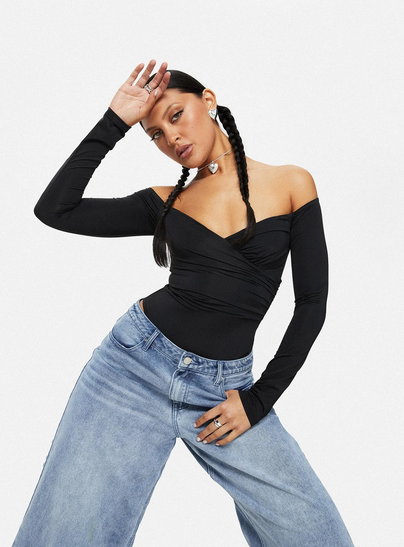 Tarine Wrap Bodysuit Black - Image 6