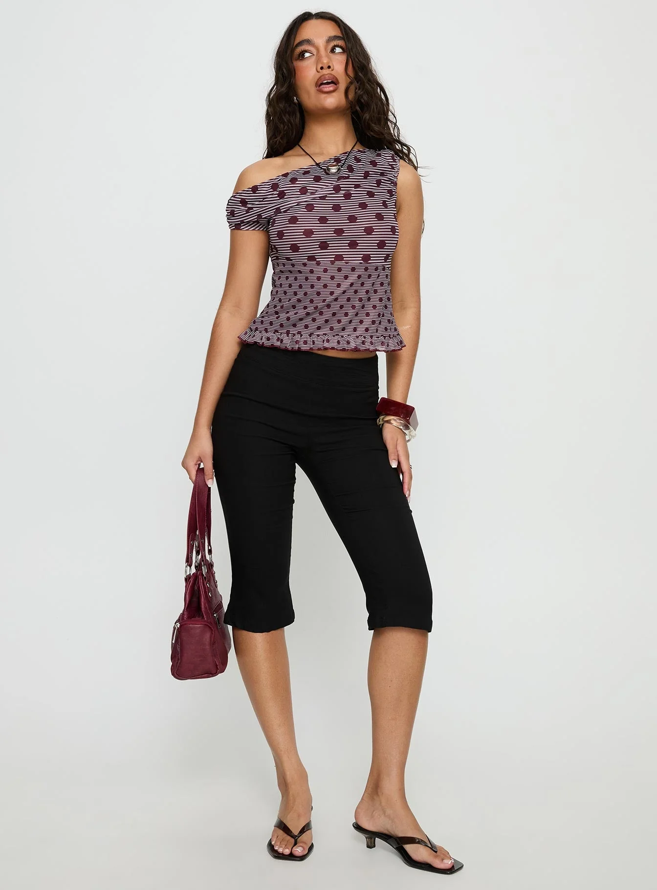 Tarya Top Stripe Polka Plum - Image 3