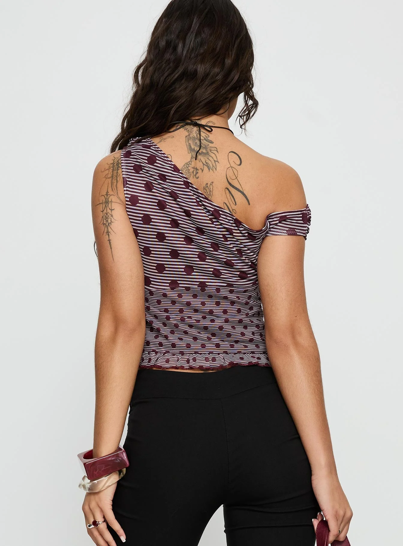 Tarya Top Stripe Polka Plum - Image 5