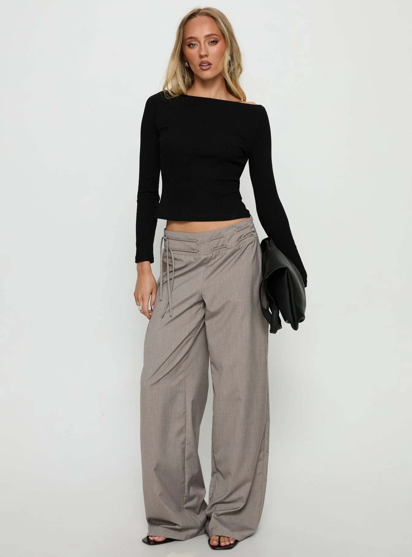 Tashana Long Sleeve Boat Neck Top Black - Image 2
