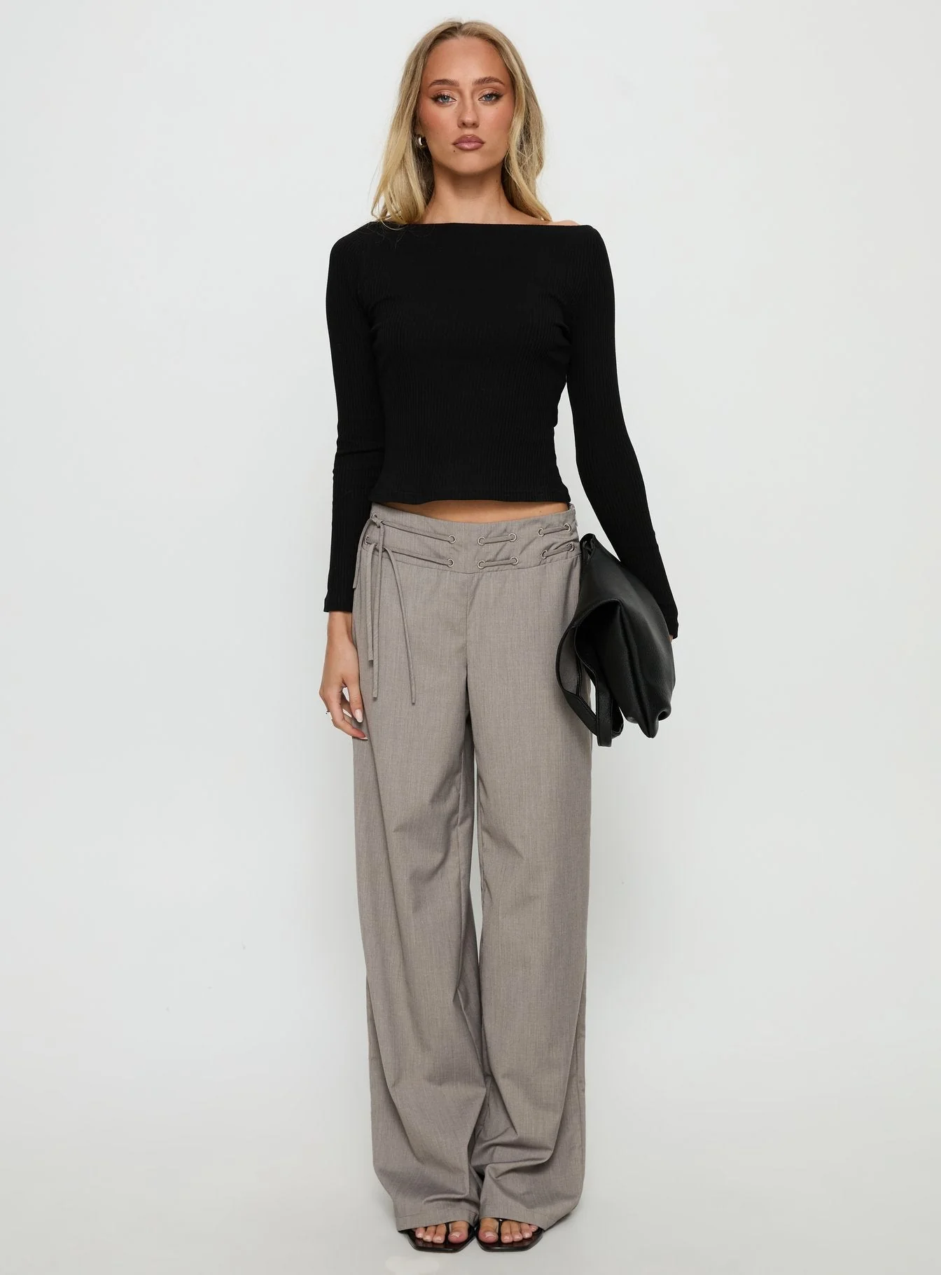 Tashana Long Sleeve Boat Neck Top Black - Image 6