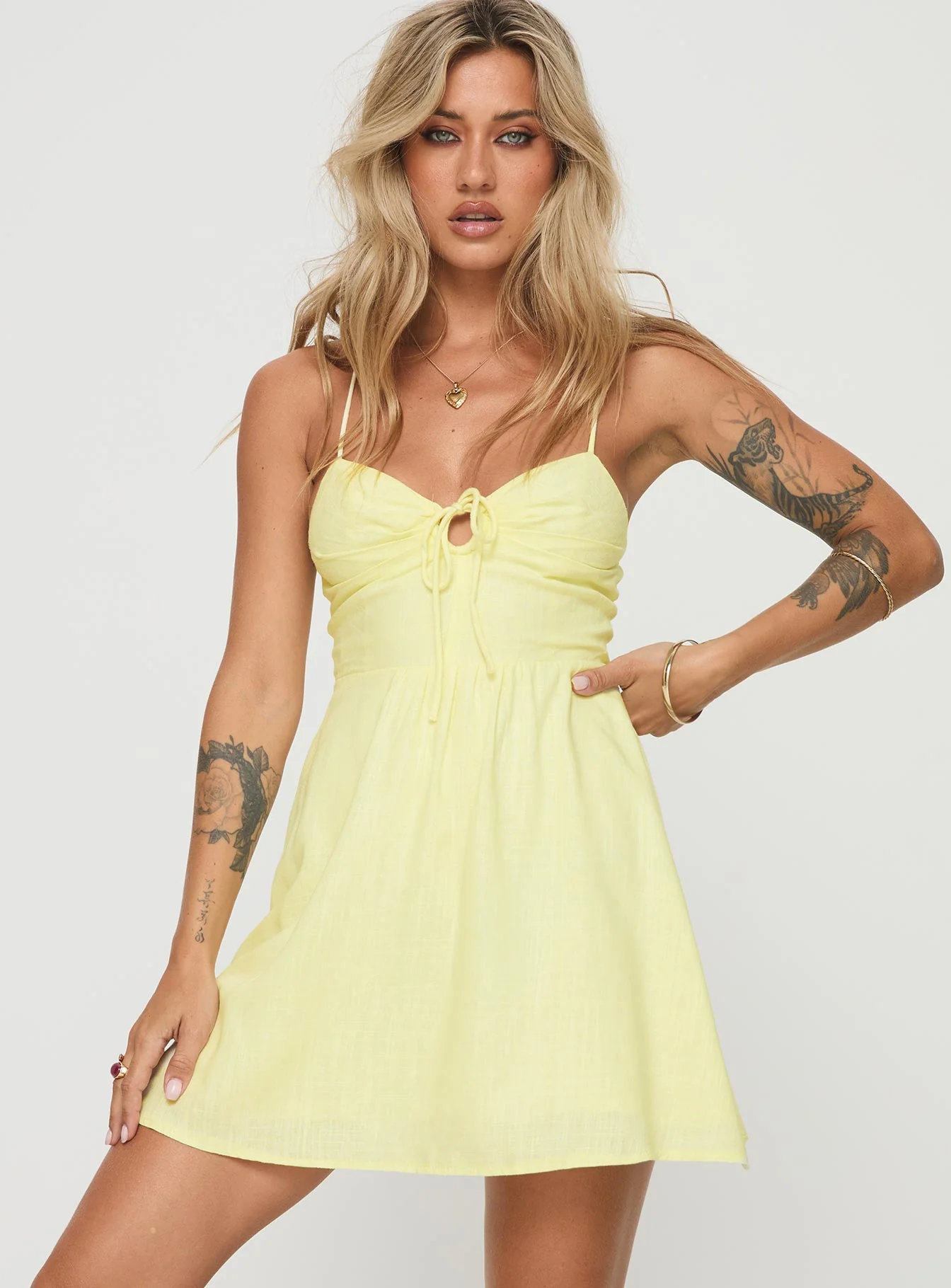 Tassos Mini Dress Lemon - Image 2