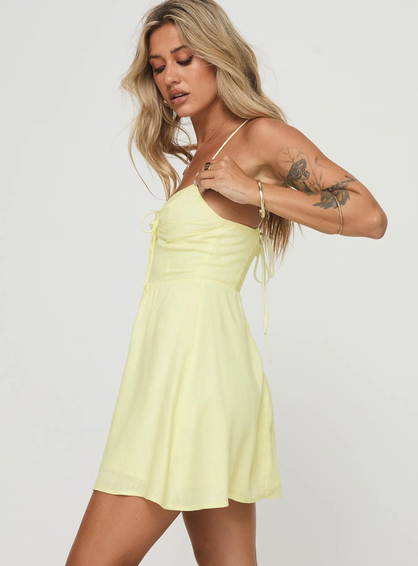 Tassos Mini Dress Lemon - Image 4