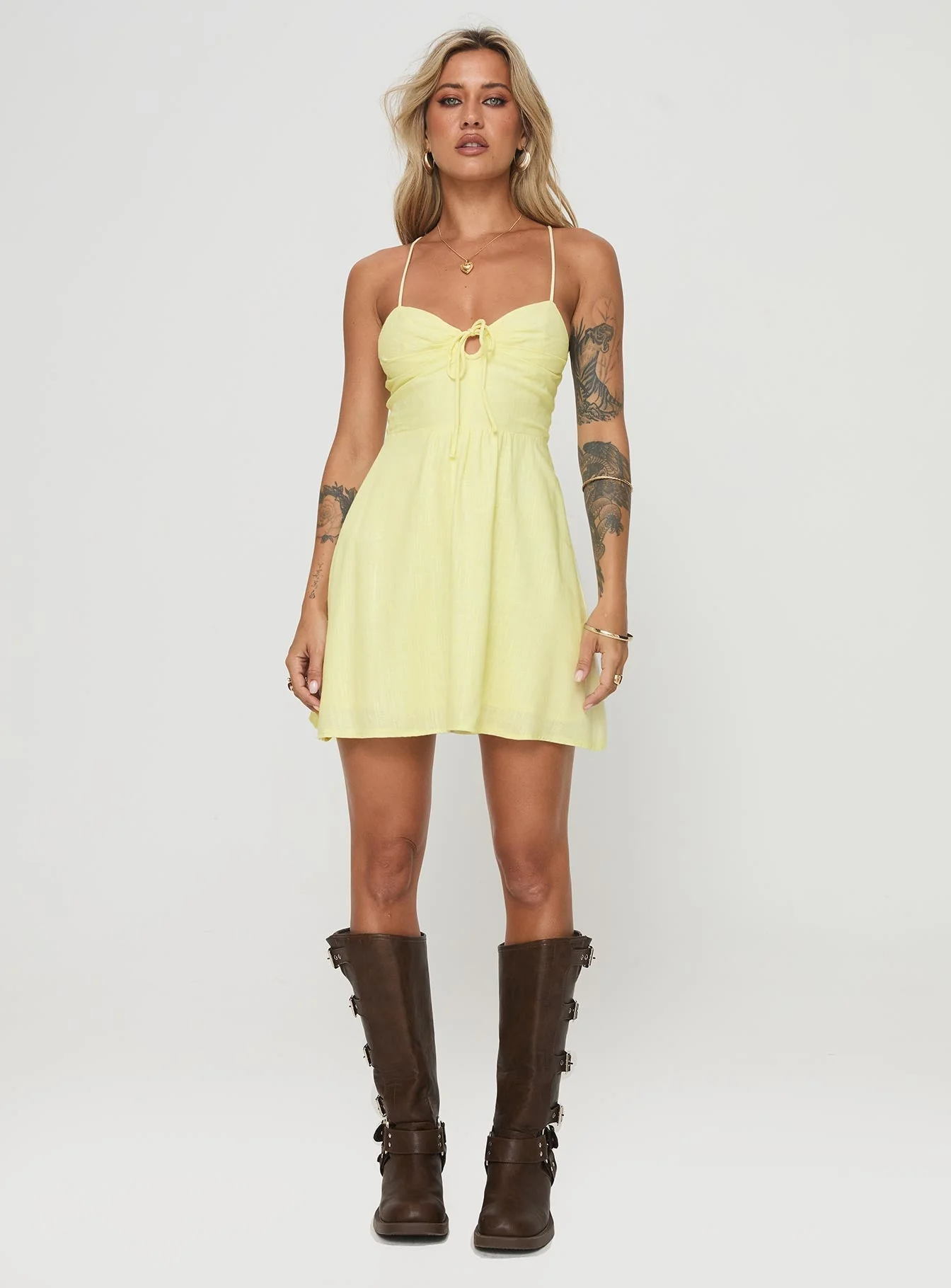 Tassos Mini Dress Lemon - Image 7