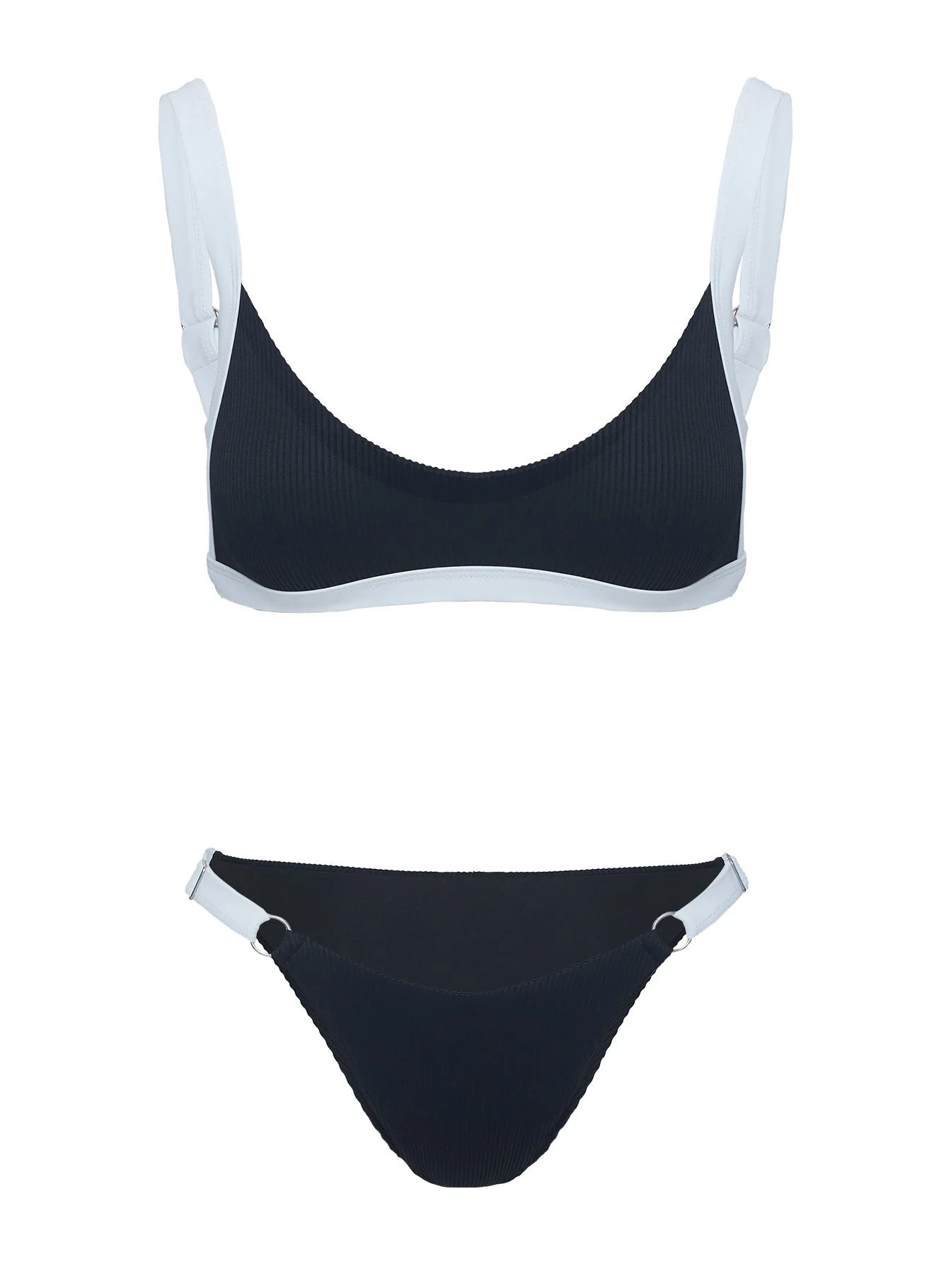 Tavison High Cut Ribbed Bikini Bottoms Black - Image 5