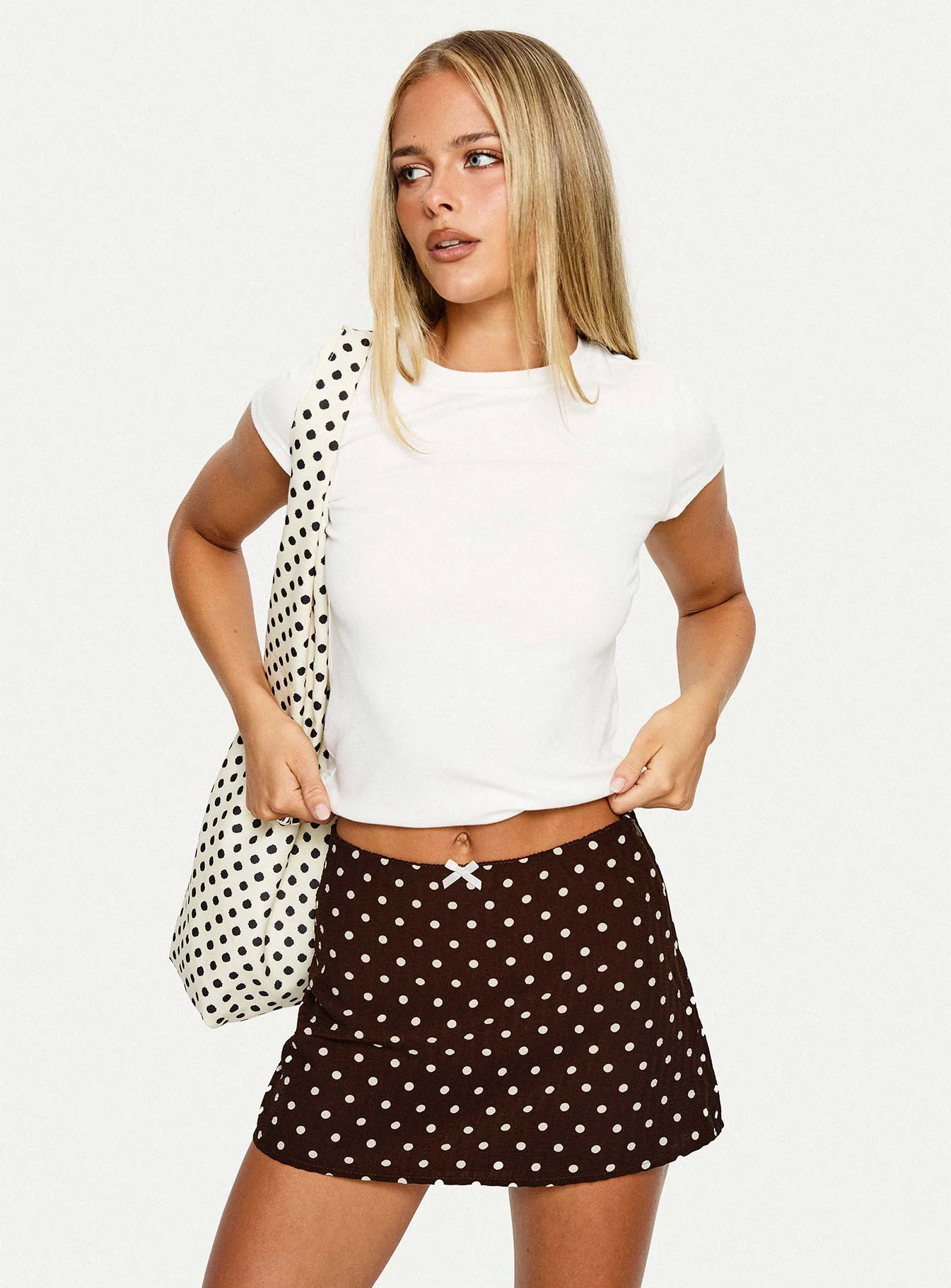 Tejano Mini Skirt Brown Polka Dot - Image 8