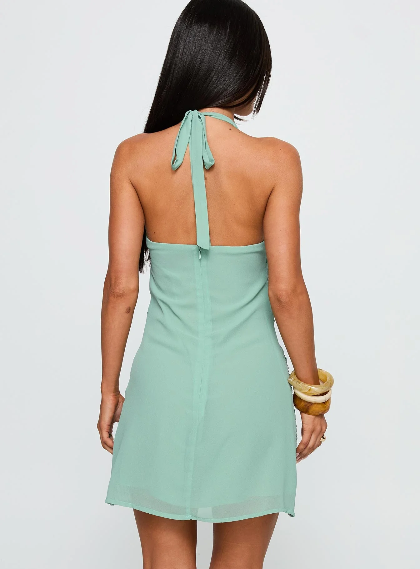 Telenova Halter Mini Dress Green - Image 5