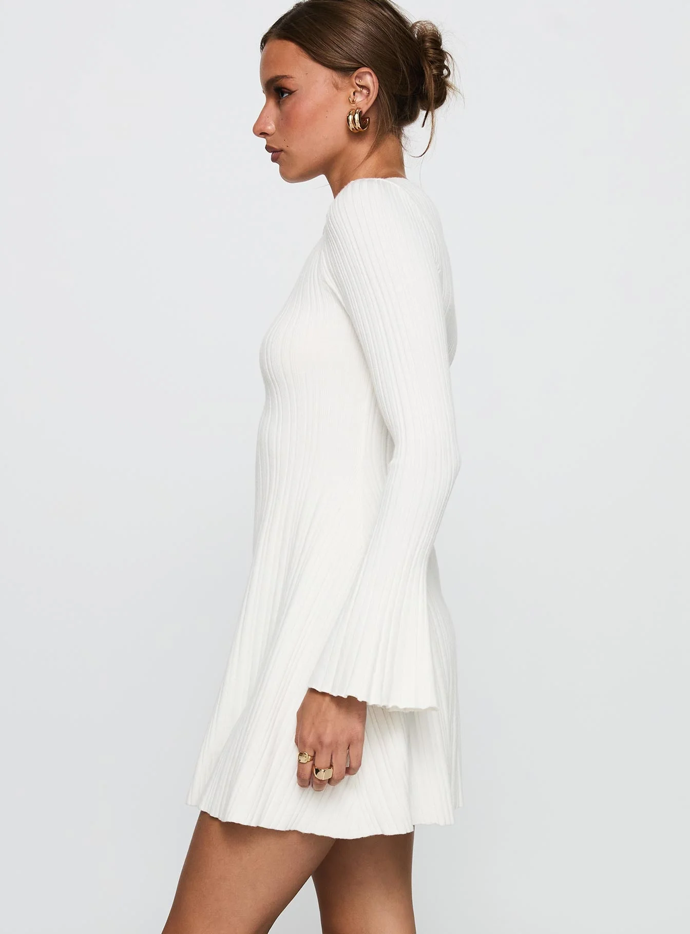 Terraces Long Sleeve Mini Dress White - Image 4