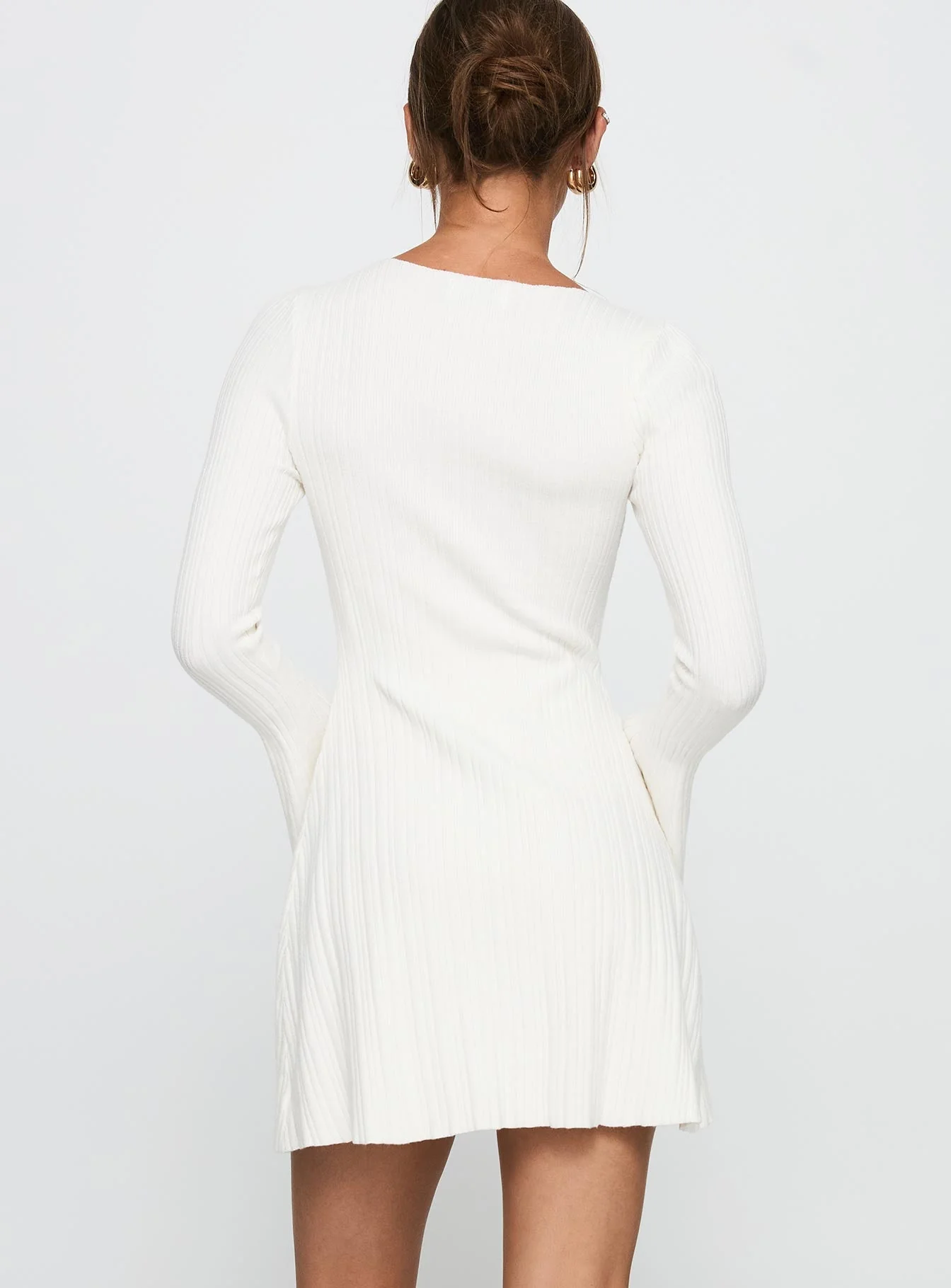Terraces Long Sleeve Mini Dress White - Image 5